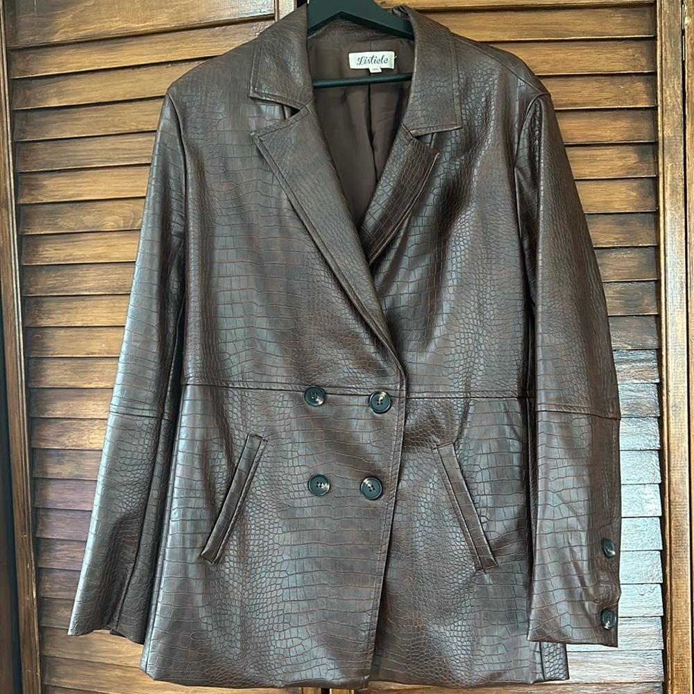 Snake Skin Faux Leather Jacket - Medium
